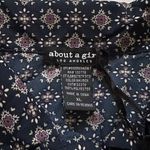 About A Girl Blue Lavender Floral Button Tab Sleeve Blouse Top Size XL NEW Photo 1