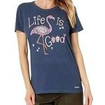 Life is Good Woman’s Daisy Flamingo Short Sleeve Crusher™-Lite Tee, Sz M Photo 0