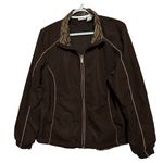 kim rogers  Women's Brown Animal Print Collar Lightweight Full Zip Jacket Size‎ L Photo 0