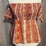 Miami Miama size small smockerdo tube top cold shoulder orange rust colored short slv Photo 0