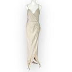 Sachin + Babi  Freya Dress Women's 4 Champagne Satin V-Neck Sleeveless Maxi Gown Photo 2