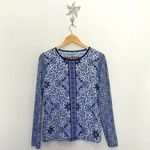 Lands' End Land’s End Women’s Blue White Geometric Print Long Sleeve Rash Guard Photo 6