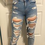 American Eagle AE ripped high rise mom jeans size 00 LONG  Photo 0