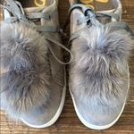 Sam Edelman Leya Size 10 Gray Faux Suede Slip On Platform Sneakers Pom Pom Photo 1