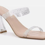 Marc Fisher ‎ Shoes Womens Size 10M Nude Clear Anlita Heels Rhinestone Dressy Photo 0