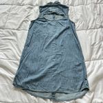 SO  Womens Medium Jrs Denim Shirt Dress Blue Chambray Sleeveless Button Up Y2K Photo 4