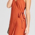 Mossimo Faux Wrap Midi Dress – Rust Terracotta – Size S Orange Photo 0