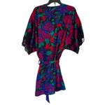 Vintage Satin Floral Robe Kimono Lace Trim Tropical One Size Red Size undefined Photo 1