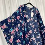 a.n.a . A New Approach Navy Pansy Floral Kimono Sz.S-MT NWT Photo 5