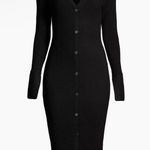 Reiss NWOT  Avery Rib Knit Body Con casual Midi-Dress in Black sz  M Photo 4