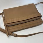 ALLSAINTS  Tan Beige East West Leather Flap Over Crossbody Bag Purse Zip Around Photo 1