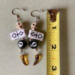 Handmade y2k Kawaii funky grunge style dice & 8 ball & skull & Czech glass unique dangle earrings 🎲🖤💀 Photo 2