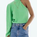 ZARA Vibrant Green One-Sleeve Sweater Photo 0