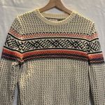 Merona  Pullover Knit Sweater, Cream, Blue, Red/Orange Striped Argyle, Size small Photo 1