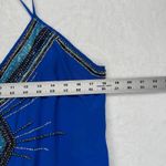 Haute Hippie  Silk Beaded Dress Halter‎ Sleeveless Blue Party Dress L Photo 3