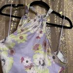 Free People Lavender One Shoulder Floral Silky Tie Shoulder Bodysuit Small NWOT Photo 2