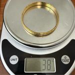 Vintage Signed MONET Brushed Gold Tone Etched Star Asterisk Bangle Bracelet 38g. Photo 7