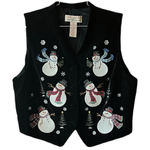 Vtg. Snowman Vest by Telluride Clothing Co..100 % cotton , Velvet feel. sz.L Black Size L Photo 0