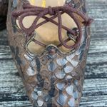 Salvatore Ferragamo  Brown Textured Reptile Print Leather Lace Slip On Shoes 6 Photo 5