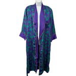 Victoria's Secret Vintage Gold Label Green Purple Satin Wrap Robe size S / M Photo 6