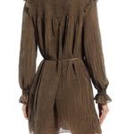 French Connection Dress Boza Crinkle Woven Mock Neck L/S Smocked Yoke Sz L NWT Photo 2