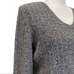 Karen Scott  Women's Large Gray Knit V Neck Pullover Sweater Photo 2