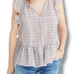 Madewell Women’s 100% Silk Lily Ruffle Echo Grid Print Sleeveless Top Size S Photo 0