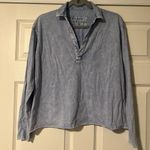 Frank & Eileen  $168 Patrick Popover Henley Top Shirt Pullover Mineral Blue RARE Photo 2