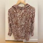 Nasty Gal  Brown & White Zebra Print Button-Down Shirt Photo 4