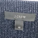 J.Crew Size XS Metallic Blue Silver Ribbed V Neck Button Front Cardigan Photo 4