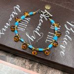 Y2K Handmade Amber Glass & Turquoise Beaded Bracelet (Vintage Beads) 8.25” Orange Photo 3