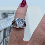 TK316 Stainless Steel Cubic Zirconia Heart Ring Size 5 Silver Photo 6