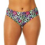 Salt + Cove Trendy Plus Size Leopard Print Bikini Bottoms Pink Purple Green 1X Photo 0