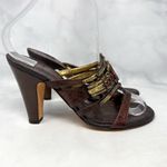 Giuseppe Zanotti NEW Vicini Vintage Y2K Leather Jeweled Mule Sandal Heel Bronze Photo 5