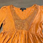 Derek Heart Peasant Top Crochet Detail Long Sleeve Blouse Orange S Photo 2