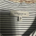 Lafayette 148 New York Button Up Striped Shirt Large Sparkle Gray Silver Holiday White Photo 3