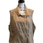 Maurice's Asymmetrical Zip Vest Tan Brown Khaki Plus Size 3XL Safari Linen NWT Photo 8