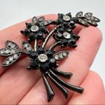 Vintage rhinestone floral brooch‎ stunning statement even black tie Black Photo 3