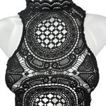 Windsor Black Crochet Open Knit High Neck Zip Sleeveless Crop Tank Top Size S Photo 2