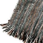 Woven fringed fuzzy throw shawl soft cream brown large rectangular wrap Photo 4
