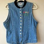 Vintage Vest Denim Velvet Western Embroidered Festival Y2K 90s Rachel Friends Blue Size L Photo 1
