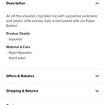 Dippin' Daisy's NWT kate ruffle off shoulder option black bikini top xs underwire Photo 7