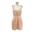 About Us  Revolve Natalie Mini‎ Dress Textured Plunge Neck Pink Size Medium Photo 2