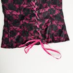 Tripp NYC [] Black Pink Y2K Floral Print Lace Hook & Eye Corset Top Size Large L Photo 7