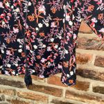 Paper Crane  Black Floral Cold Shoulder Tassel Tie Blouse Women's Size Large Photo 3