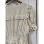 Love Shack Fancy  Nanette Dress Yellow White Stripe Crochet Trim Puff Sleeve M GUC Photo 12