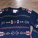 vintage • handknit sweater pullover chunky oversized navy blue 1990s cable knit Size L Photo 5