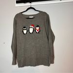 New York & Company Sweater Crewneck Gray Penguins Christmas Holiday Size Medium Photo 2