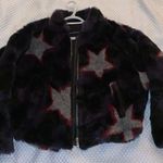 Olivaceous Star Print Fur Coat Photo 0