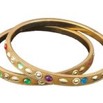 Two Multicolored Rhinestone Gold Stones Bangle Bracelets Photo 4